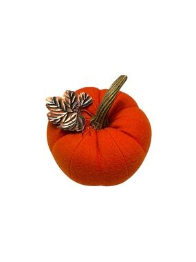 Wool Stuffed Pumpkin Copper Leaf Autumn Fall Halloween Thanksgiving Cottagecore